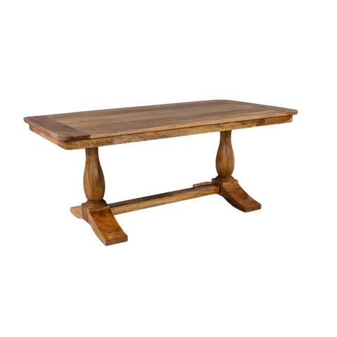 Wooden table with a rustic design on a white background