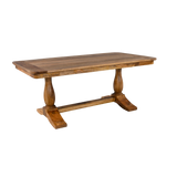 Wooden table with a rustic design on a white background