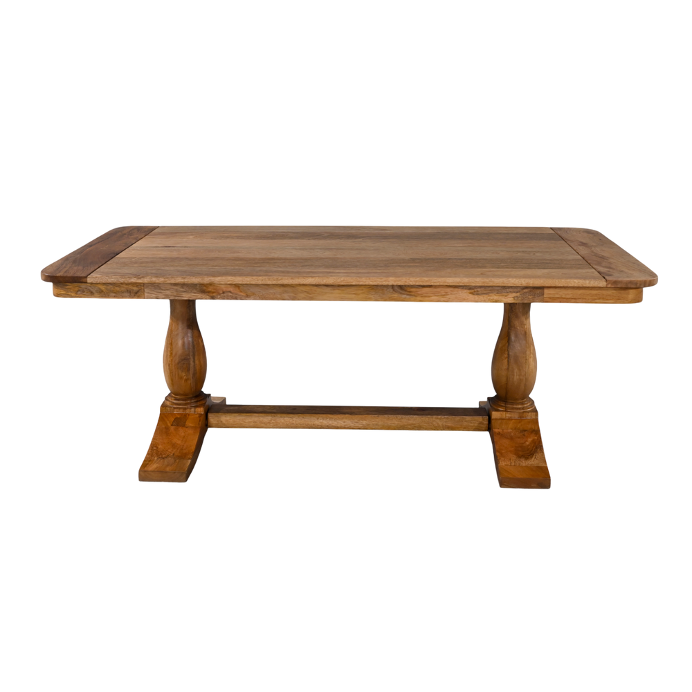 Wooden table with a rustic design on a white background