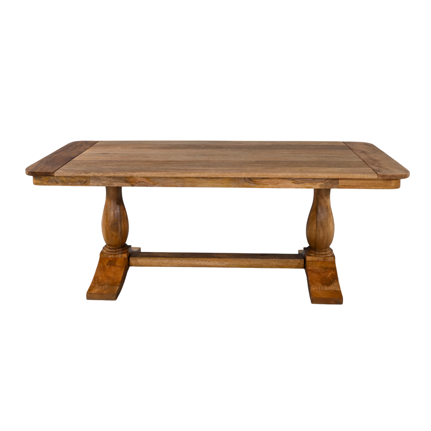 Wooden table with a rustic design on a white background