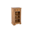 Wooden bookshelf with a drawer on a white background
