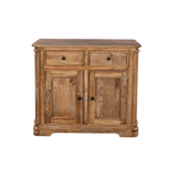Wooden sideboard with two doors and two drawers on a white background