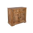 Wooden sideboard with two doors and two drawers on a white background