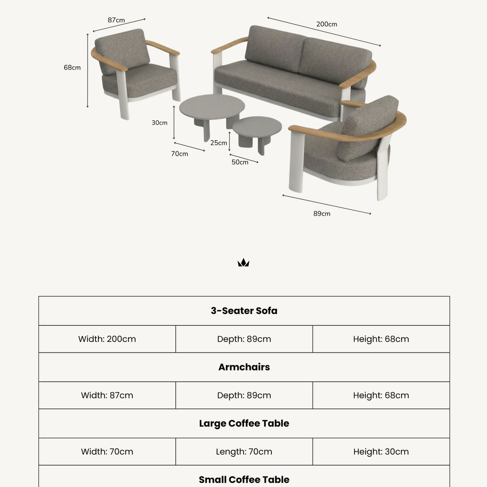Image of NAIA 5 Seater Lounging Set with Coffee Table