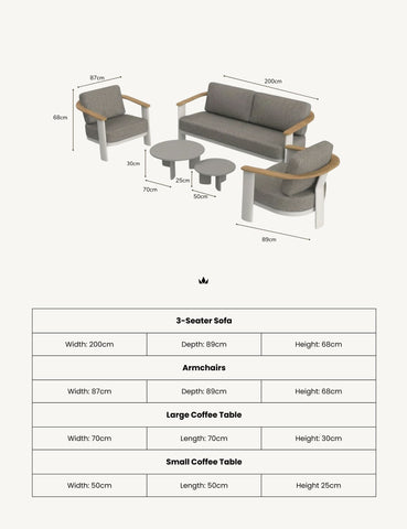 Image of NAIA 5 Seater Lounging Set with Coffee Table