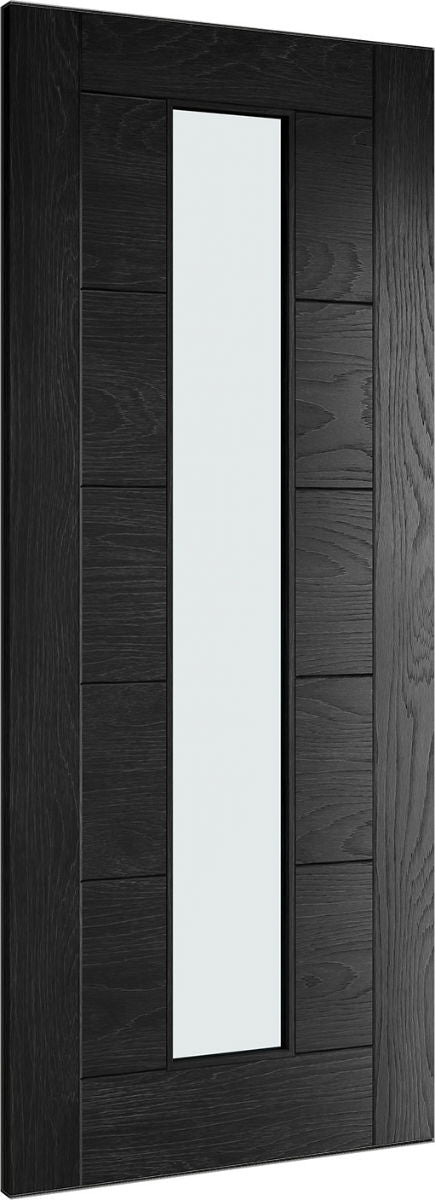 High Performance Oak Door - HP12 Clear Glazed - Brushed Black Oak