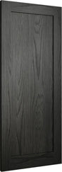 Black wood grain cabinet door with vertical panel design and matte finish