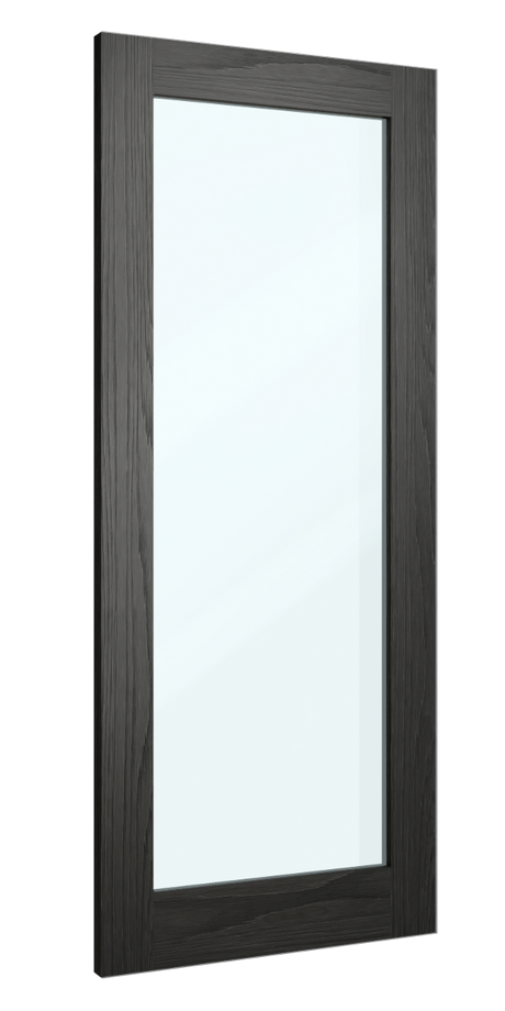 Primed Non-Metallic Glass Door - NM6 Brushed Black Oak