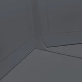 Anthracite finish corner bench detail of Newport corner dining set with smooth metal surface