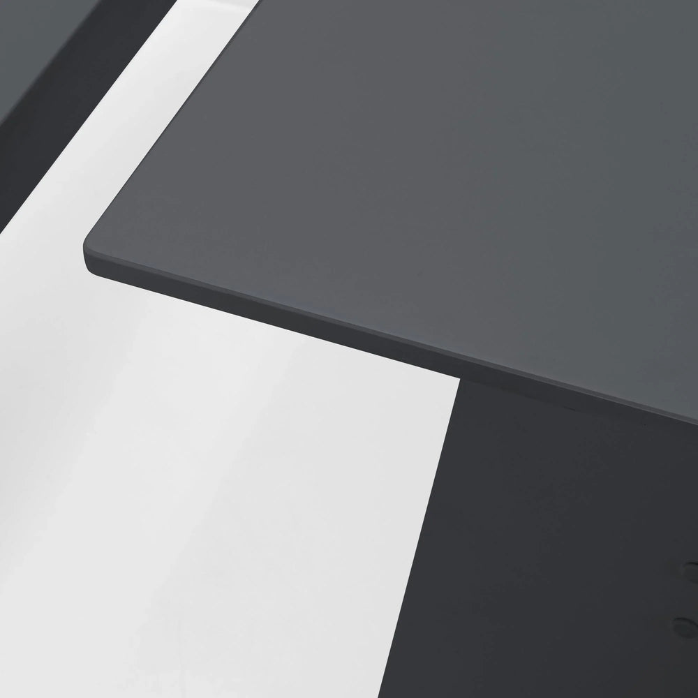 Anthracite finish dining table corner detail from corner dining set, modern design