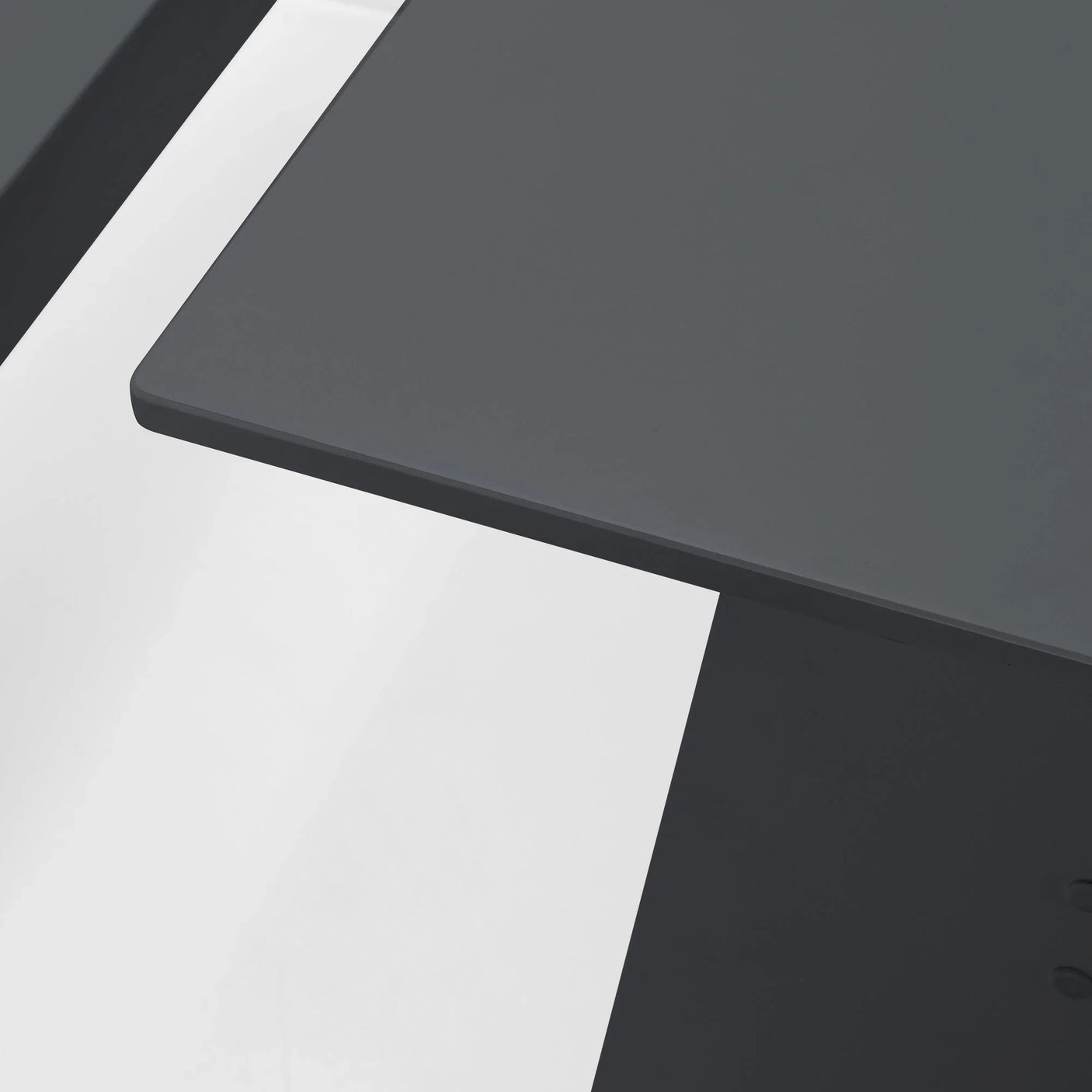 Anthracite finish dining table corner detail from corner dining set, modern design