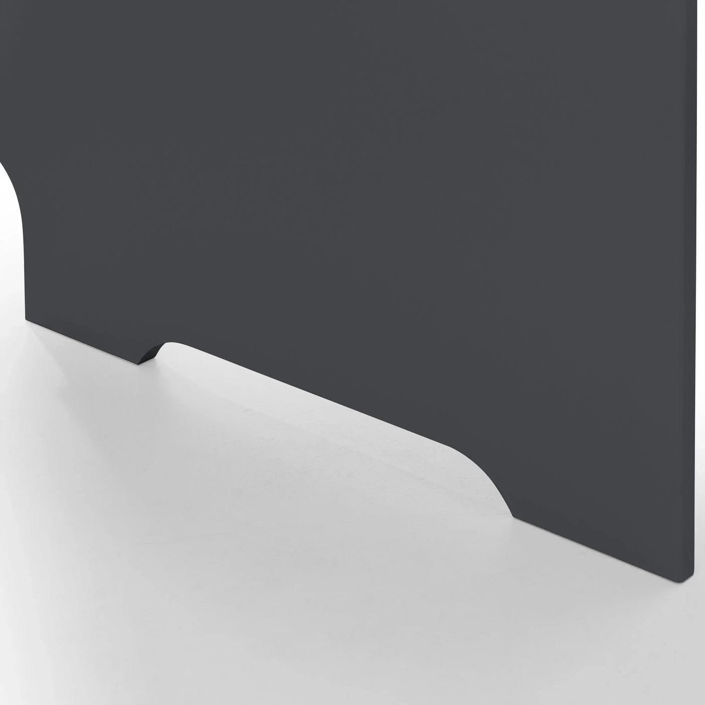 Anthracite dining set table corner with modern cut-out detail on white background