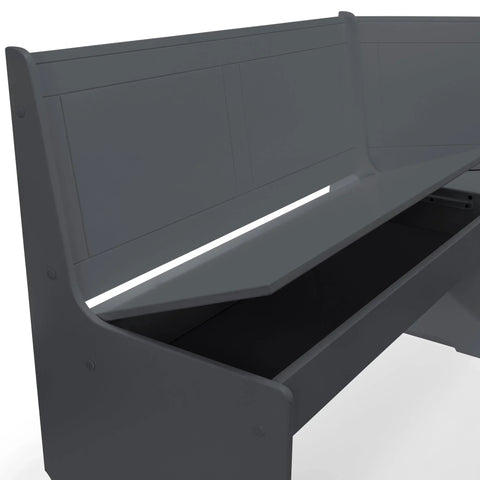 Anthracite corner dining set bench with open lift-up storage compartment