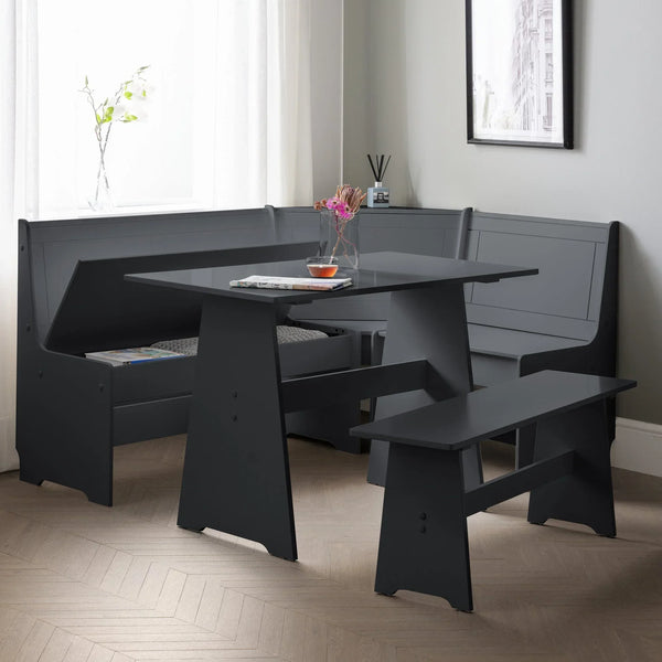 Anthracite grey corner dining set with bench and table in a modern dining room