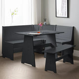 Anthracite corner dining set with matching bench in modern dining room setting