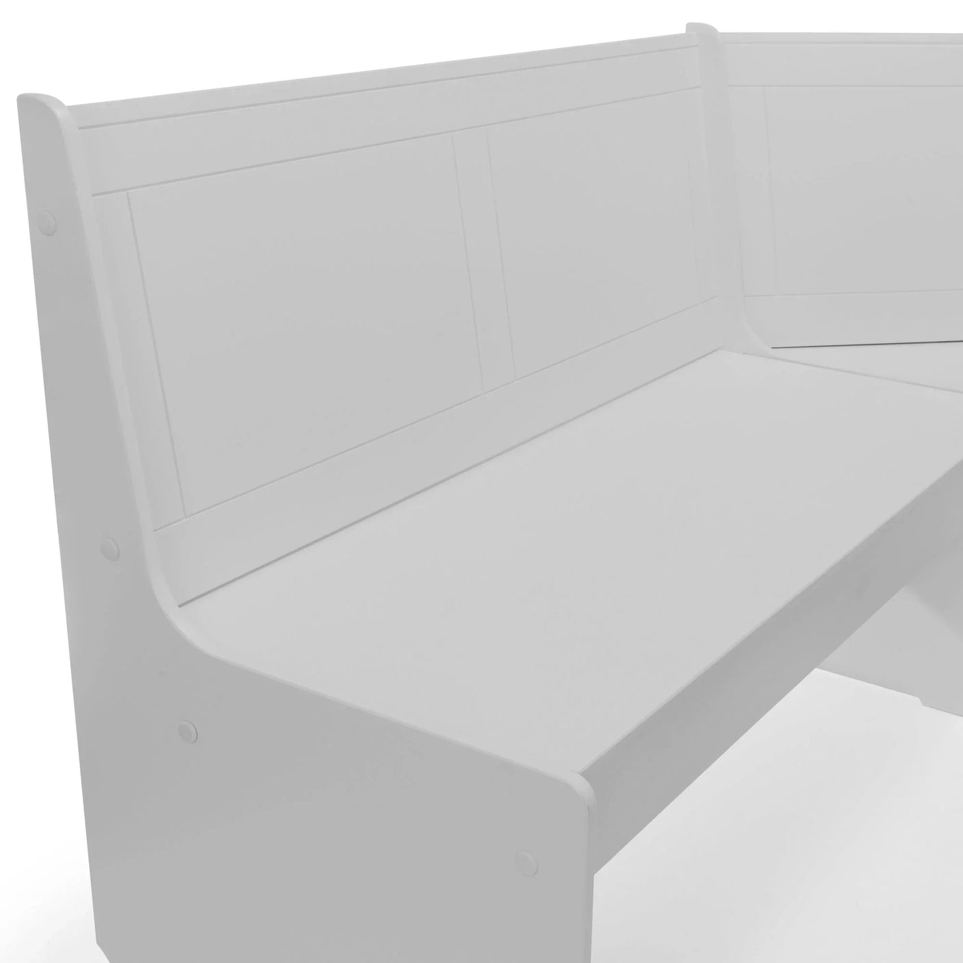 Dove grey corner dining set bench with panel backrest and smooth seat detail