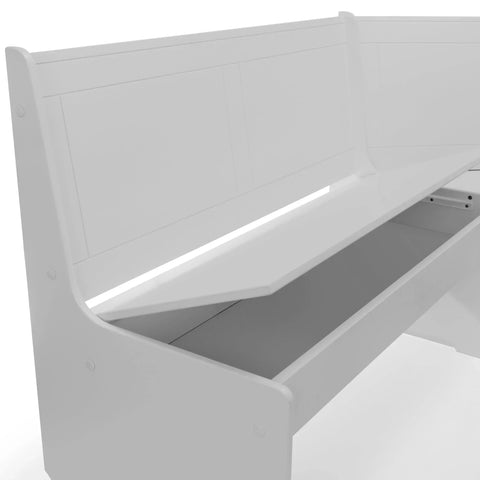 Dove grey corner dining set bench with open seat storage compartment