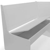 Dove grey corner dining set bench with open seat storage compartment