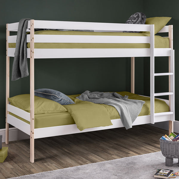 Nova Bunk Bed - White and Light Brown - NOV001
