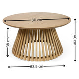 Ollie Round Coffee Table - Light Brown - OLL001