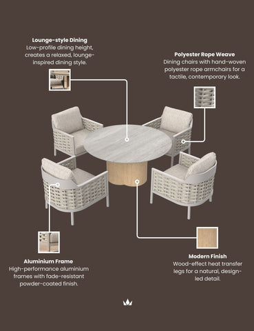 Image of OLMA 4-Seater Dining Table & Armchairs