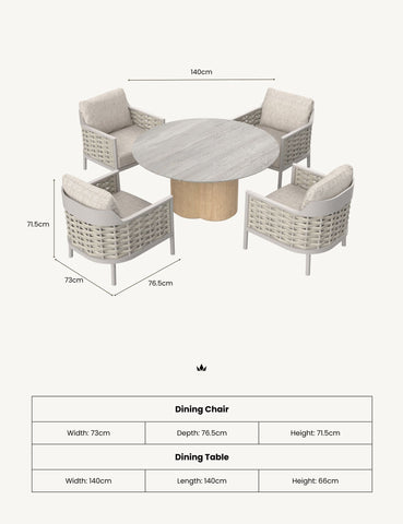 Image of OLMA 4-Seater Dining Table & Armchairs