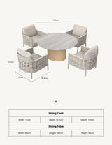 Image of OLMA 4-Seater Dining Table & Armchairs
