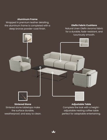 Image of ORYN 5-Seater Lounging Set with Coffee & Side Table