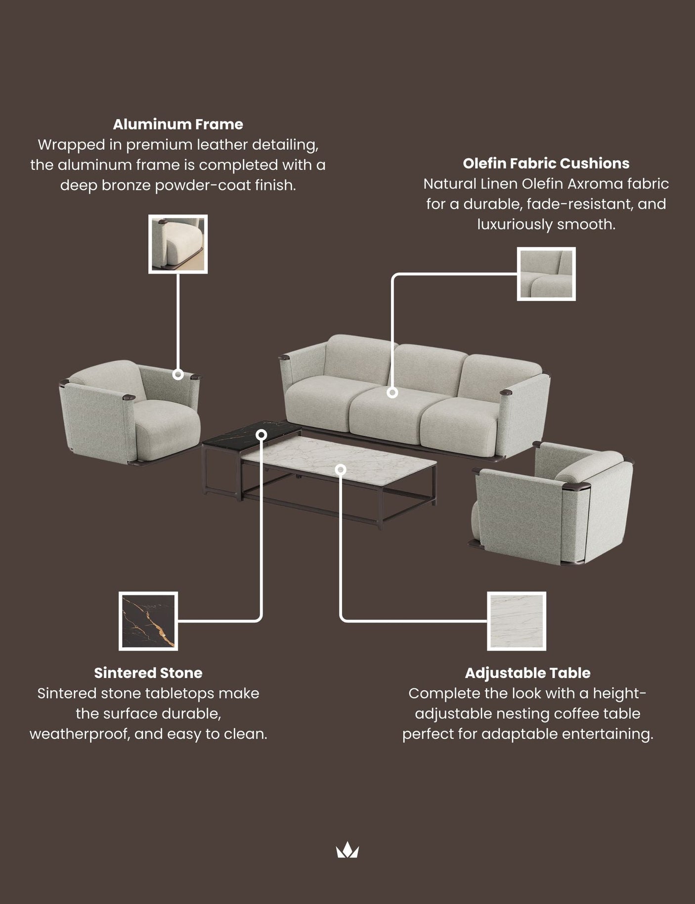 Image of ORYN 5-Seater Lounging Set with Coffee & Side Table