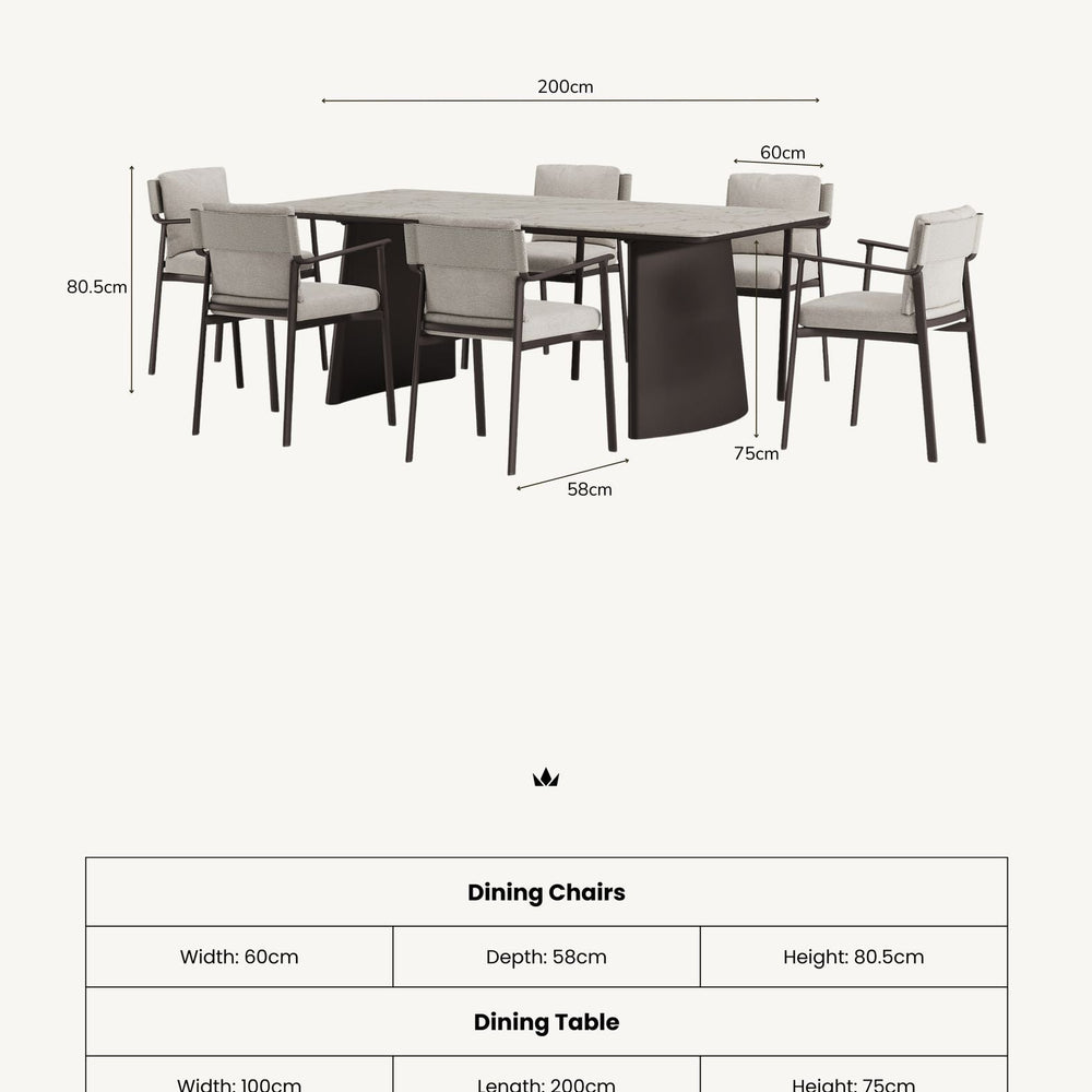 Image of ORYN 6-Seater Dining Table and Chairs