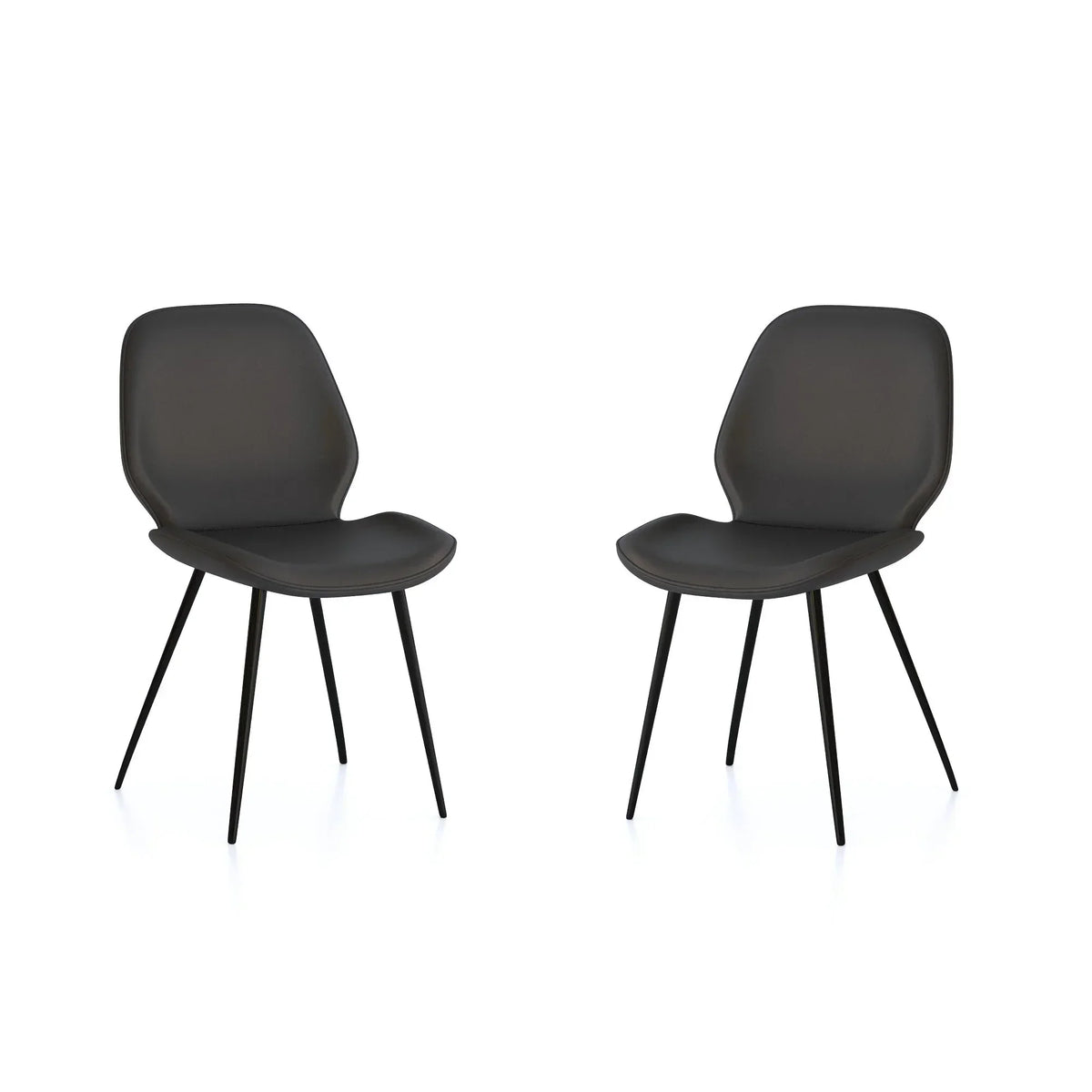 Pair of black Otto dining chairs with padded seats and angled metal legs on white background