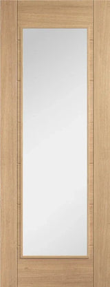 Oak glazed interior door with large central glass panel, light wood finish, full front view