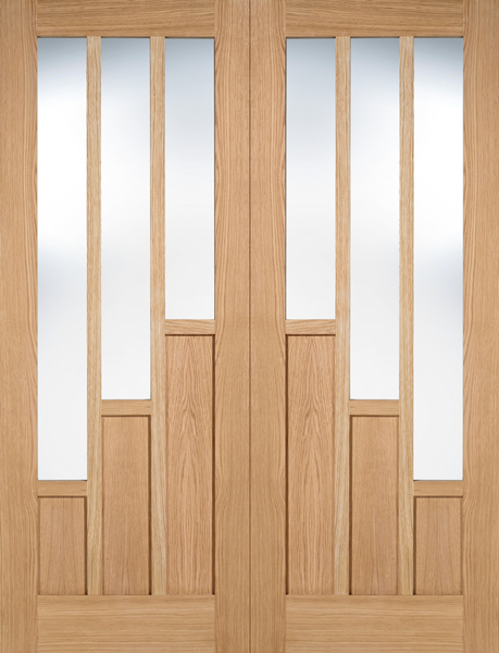 Oak Coventry Glazed 3L Pairs - Unfinished Oak - 1981 x 915 (36") x 40mm