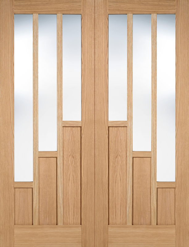 Oak Coventry Glazed 3L Pairs - Unfinished Oak - 1981 x 915 (36") x 40mm