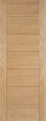 Oak interior door with horizontal panel design and natural wood grain finish