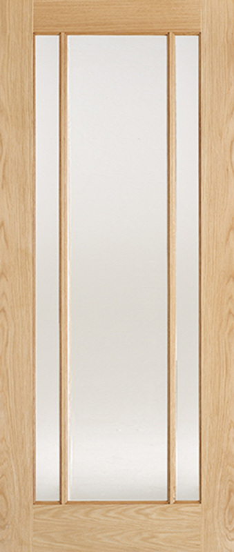 Oak Lincoln Glazed 3L Clear Glass - Unfinished Oak - 1981 x 533 (21") x 35mm