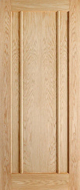 oak internal door with vertical panels and natural wood grain finish