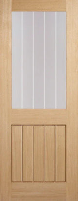 Oak Mexicano glazed half light internal door with vertical glass panel and wood grain finish