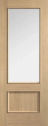 Oak Murcia glazed internal door with large glass panel and wood grain finish