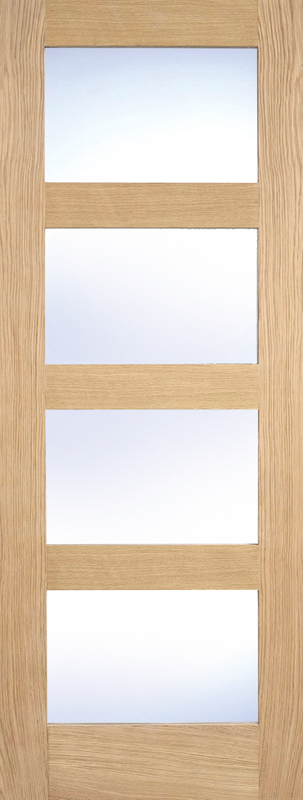 Oak Shaker Glazed 4L Clear Pre Finished - Pre-finished Oak - 1981 x 533 (21") x 35mm