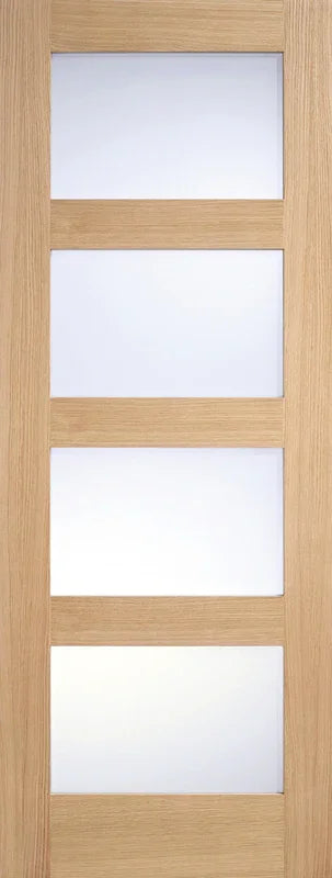 Oak Shaker Glazed 4L Frosted Pre Finished - Pre-finished Oak - 1981 x 610 (24") x 35mm