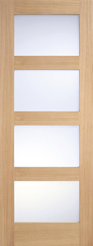 Oak Shaker Glazed 4L Frosted Pre Finished - Pre-finished Oak - 1981 x 610 (24") x 35mm