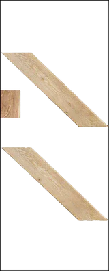 Oak solid bracing pack with two diagonal wood planks and small square block