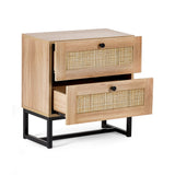 Padstow 2 Drawer Bedside - Light Brown - PAD001