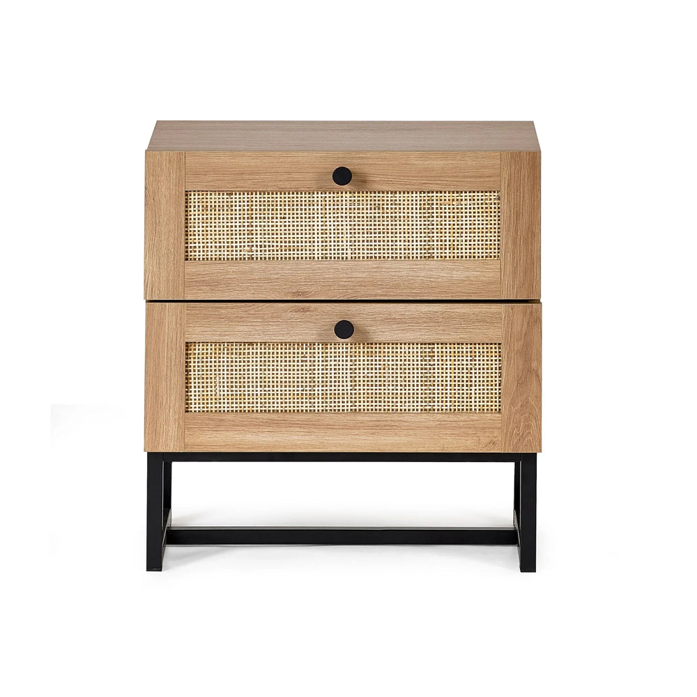 Padstow 2 Drawer Bedside - Light Brown - PAD001