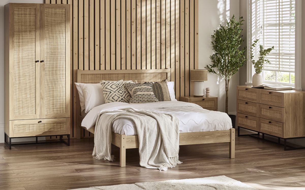 Padstow Rattan 135Cm Double Bed - Oak