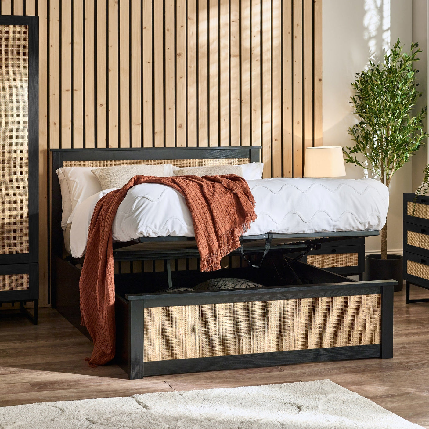Padstow Ottoman Bed - Light Brown / Double - PAD011