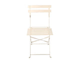 Champagne metal folding chair with slatted seat and backrest, front view