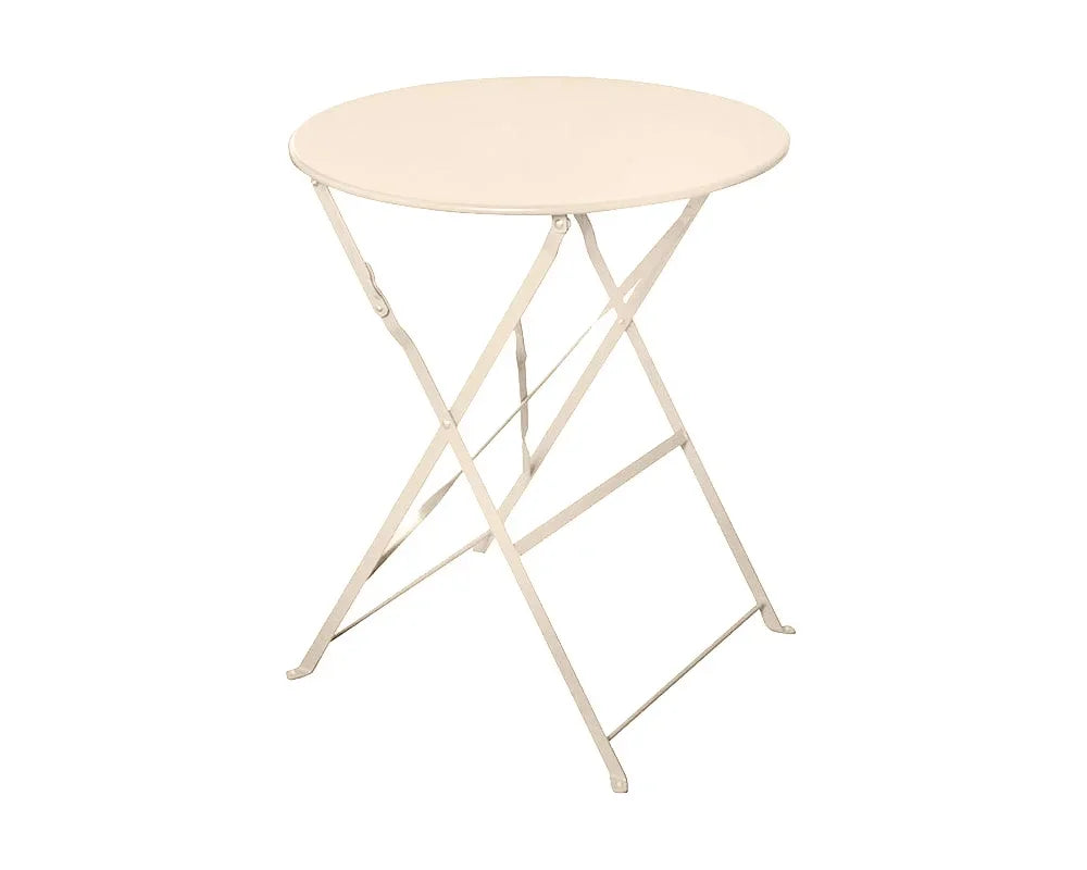 Champagne metal bistro table with round top and foldable legs