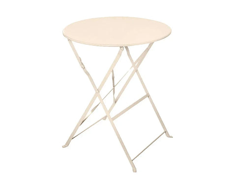 Champagne metal bistro table with round top and foldable legs